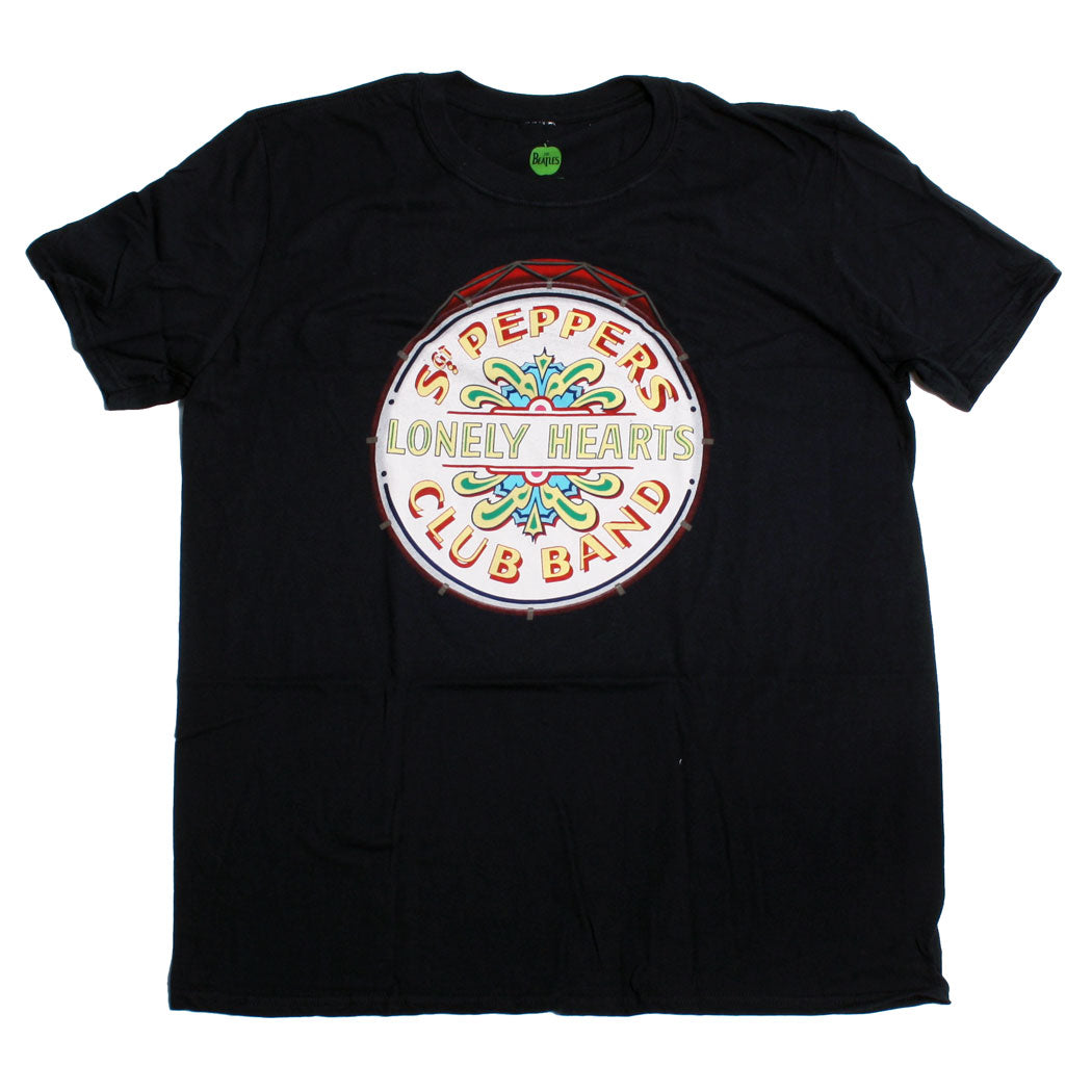 The Beatles T Shirt - Sgt Pepper Drum Black Shirt 100% Official