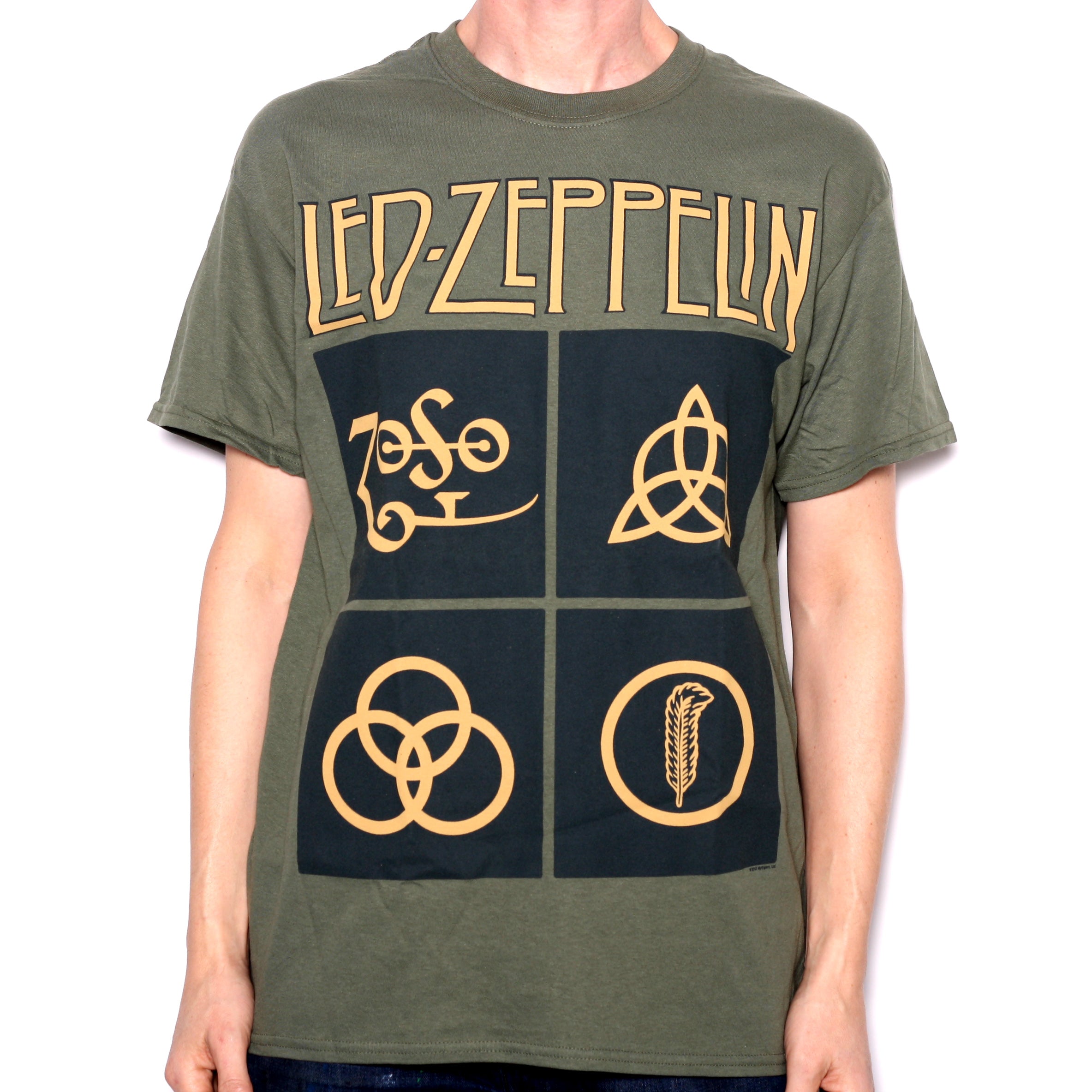 Led Zeppelin T Shirt - Green Runes 100% Official