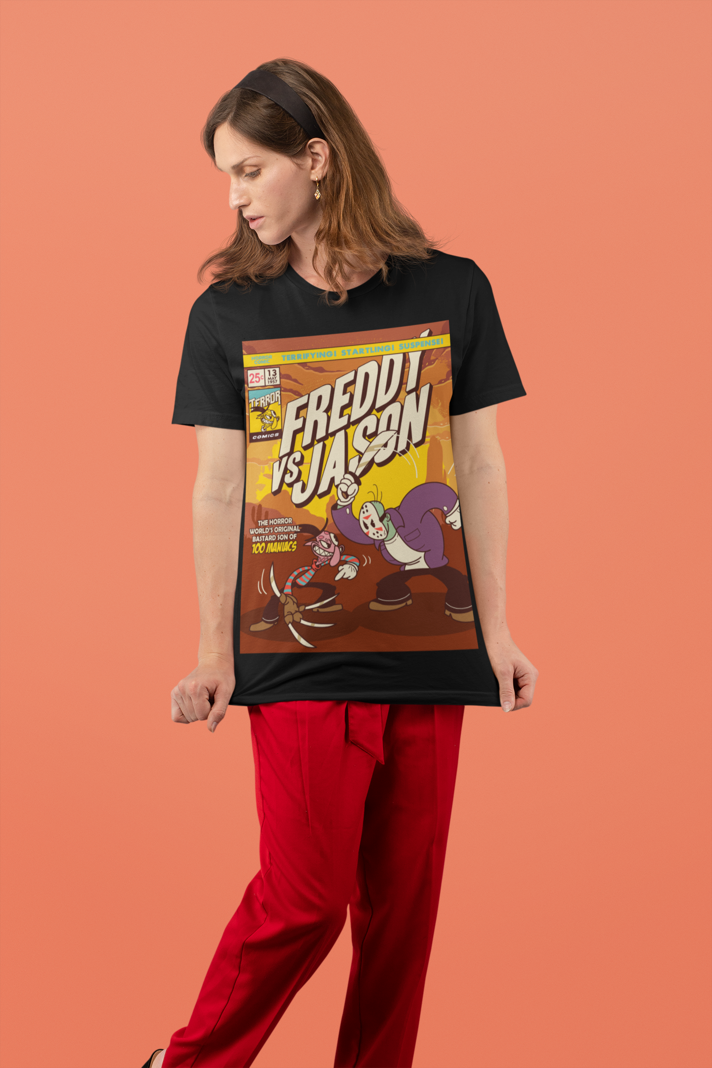 Freddy Vs Jason Comic Cover Reproduction T-Shirt