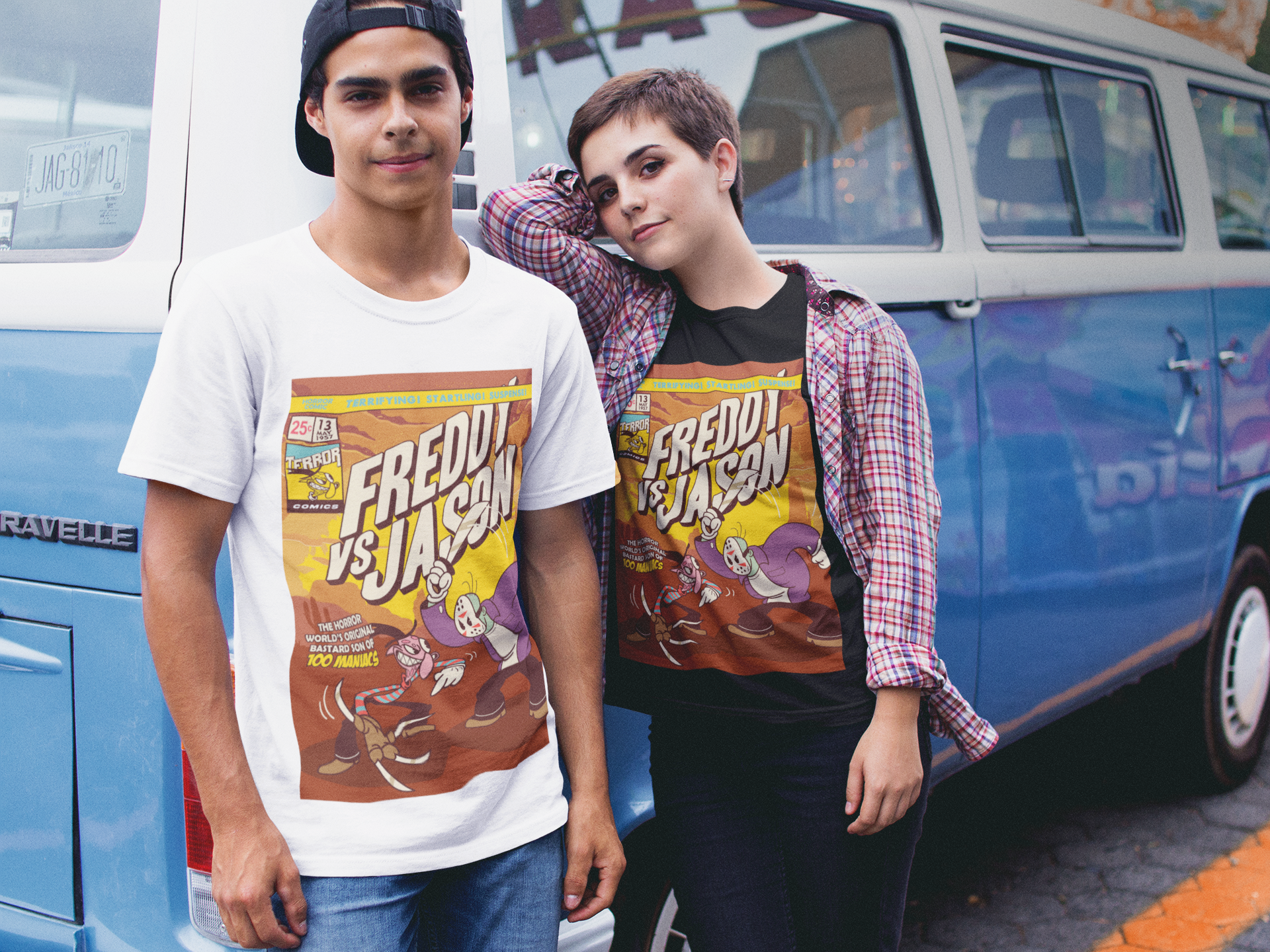 Freddy Vs Jason Comic Cover Reproduction T-Shirt