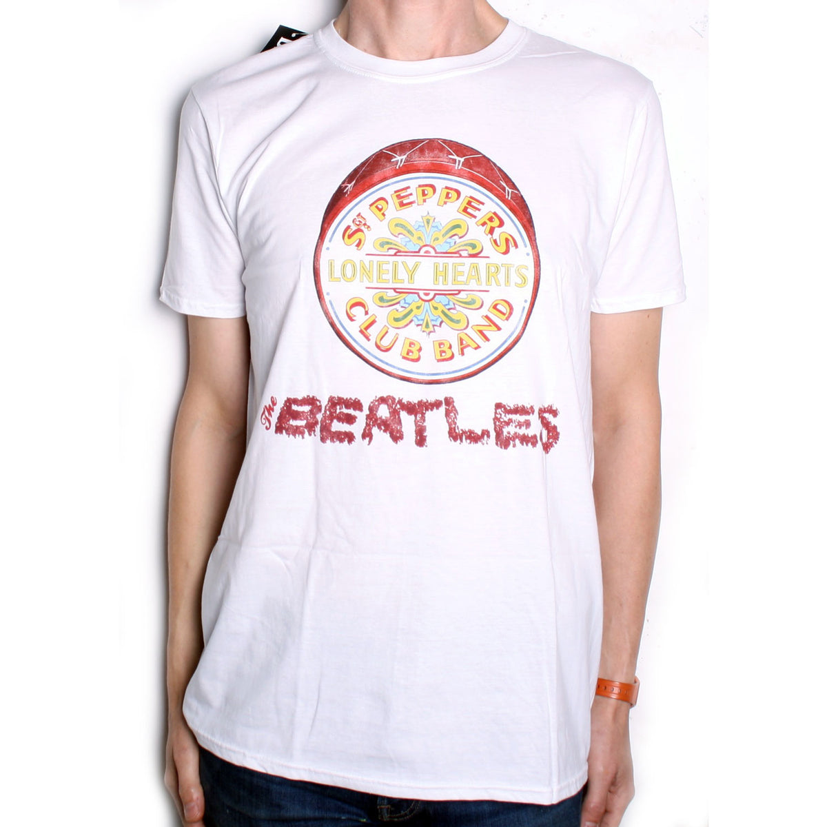 The Beatles T Shirt - Sgt Pepper Drum White 100% Official 