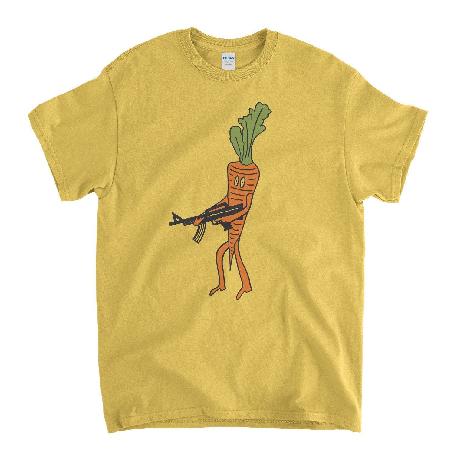 Old Skool Hooligans Carrot Shooting A Machine Gun Cartoon T Shirt