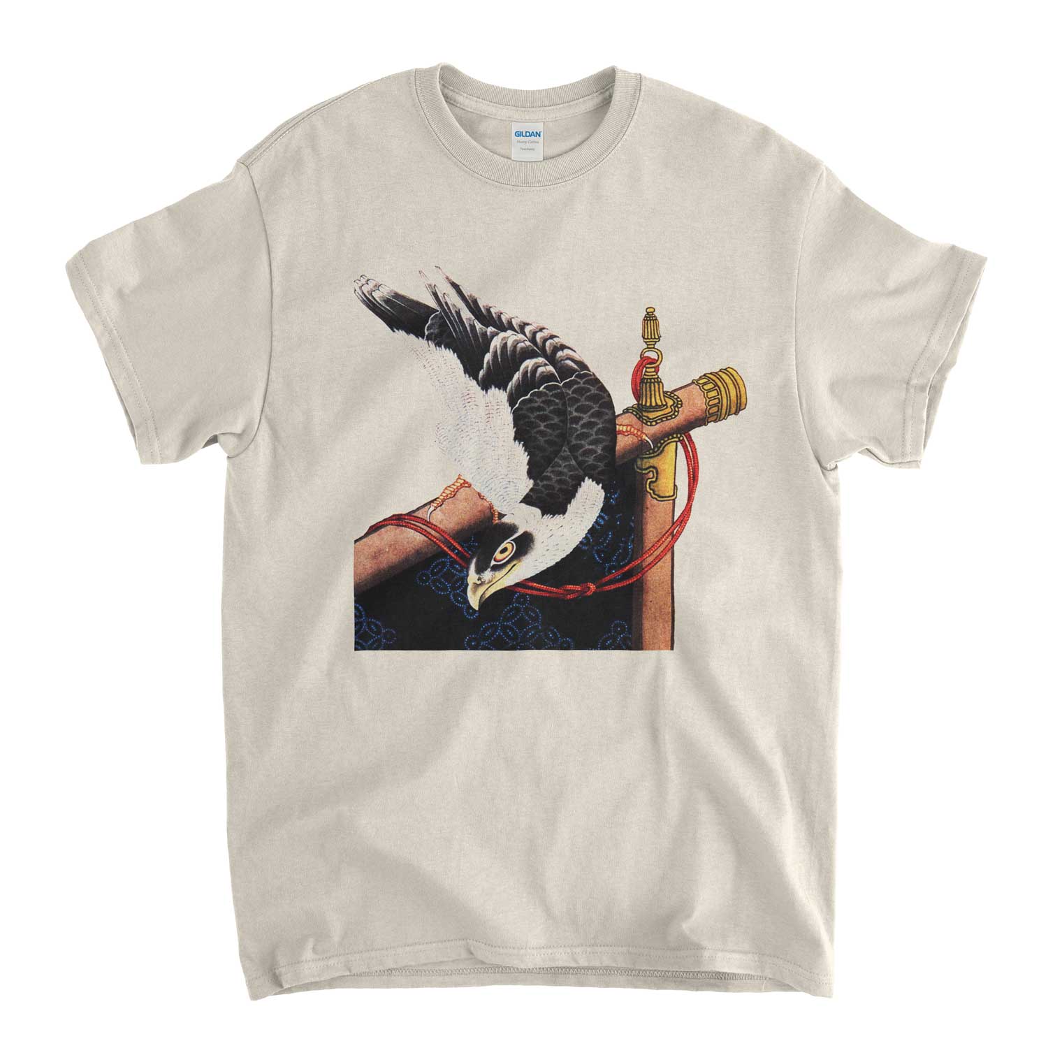 Hokusai T Shirt - Hawk On Ceremonial Stand Classic Japanese Art