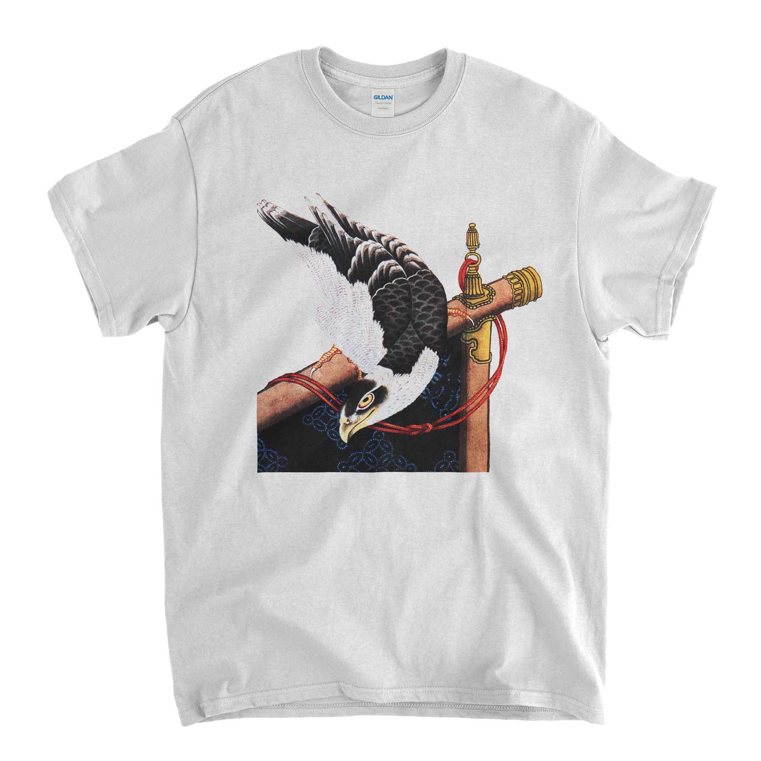 Hokusai T Shirt - Hawk On Ceremonial Stand Classic Japanese Art