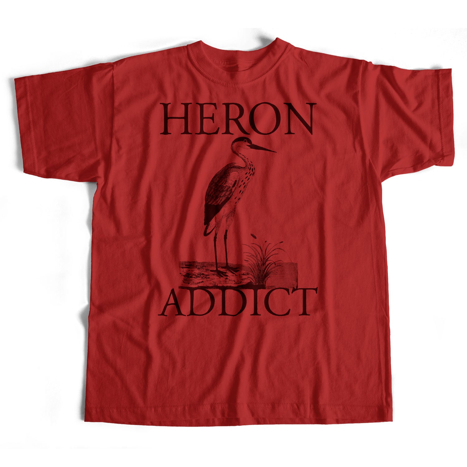 Heron Addict T Shirt - An Old Skool Hooligans Birdwatching Ornithological Original