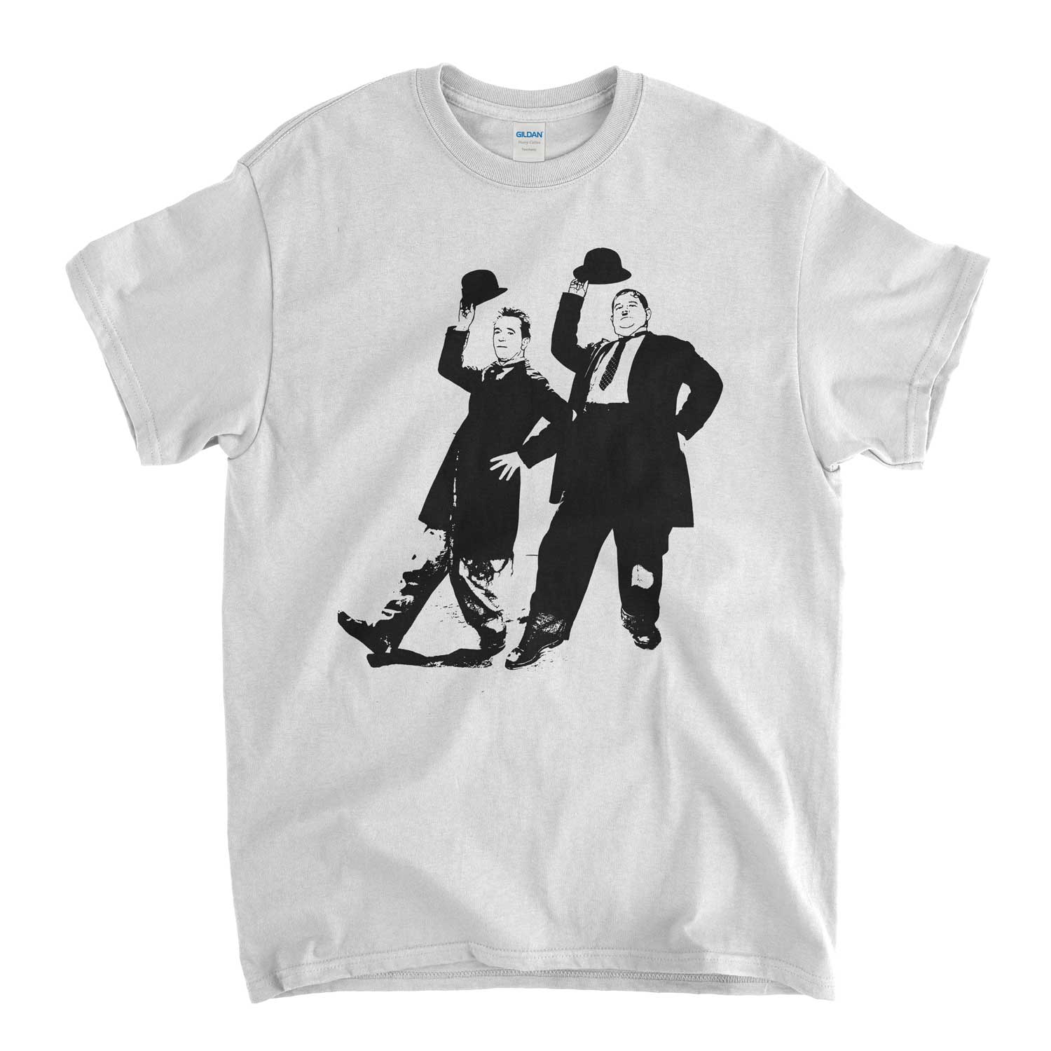 Laurel & Hardy T Shirt - Hats  Old Skool Hooligans Vintage Film Tee