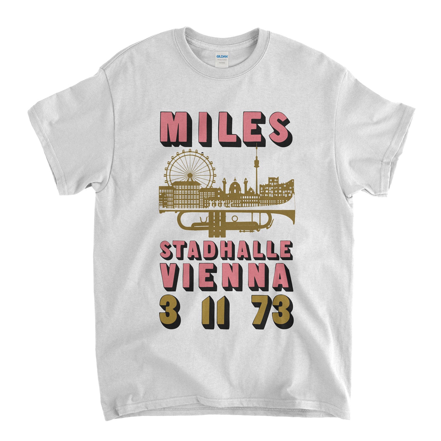 Miles Vienna 73 Poster T shirt Classic Jazz Inspired Design