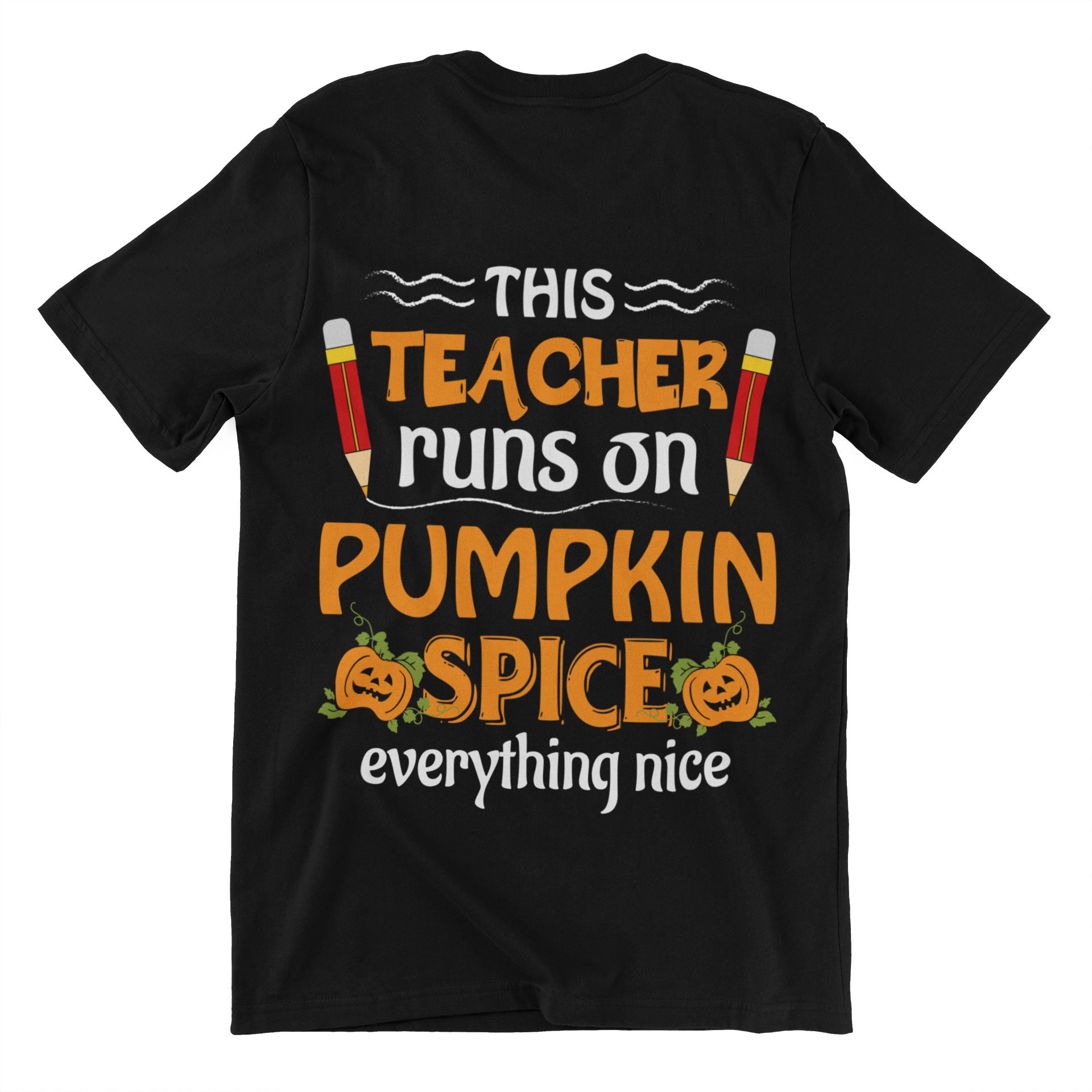 Halloween Teacher T-Shirt - This Teacher Runs On Pumpkin Spice