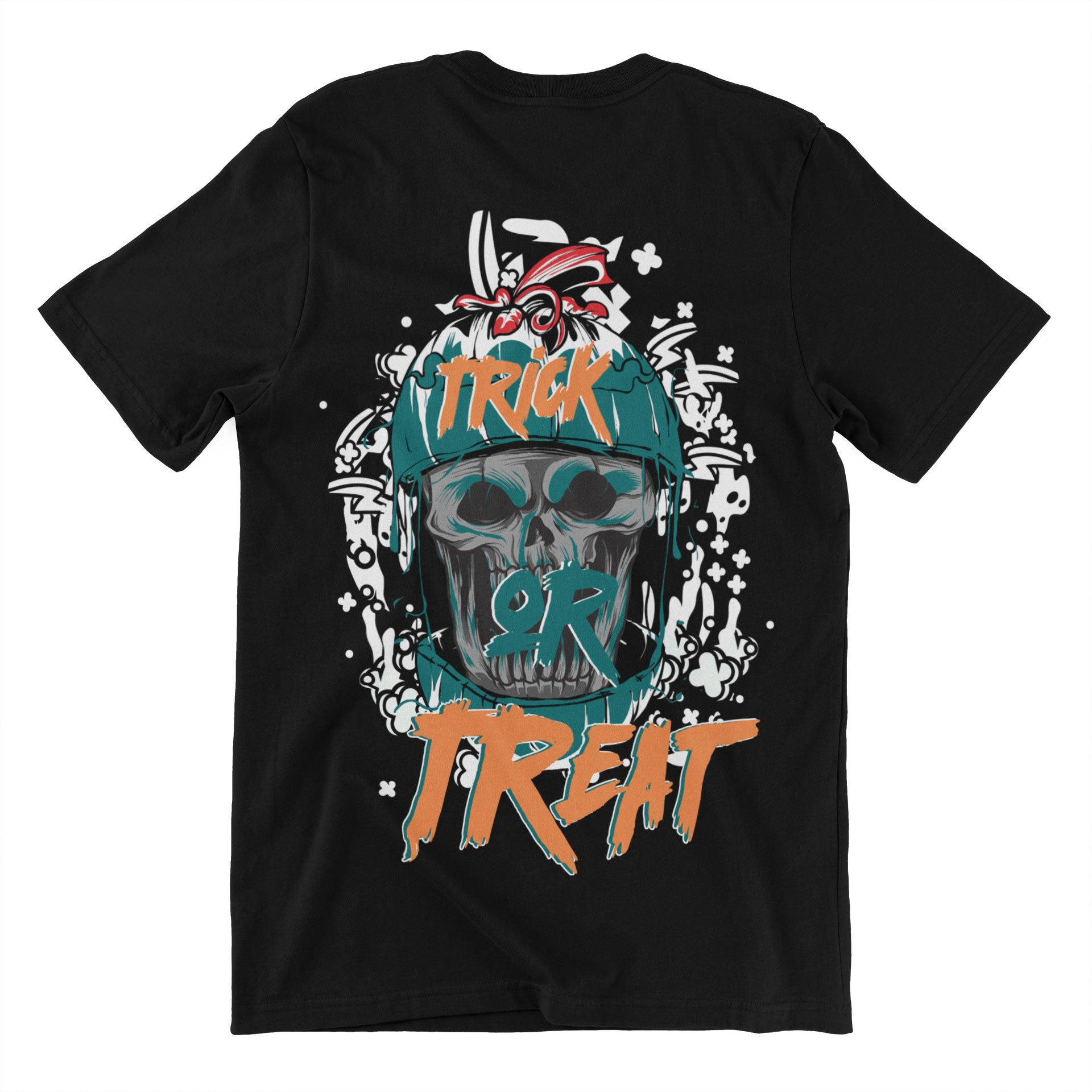 Skull Trick or Treat Black Halloween T-Shirt