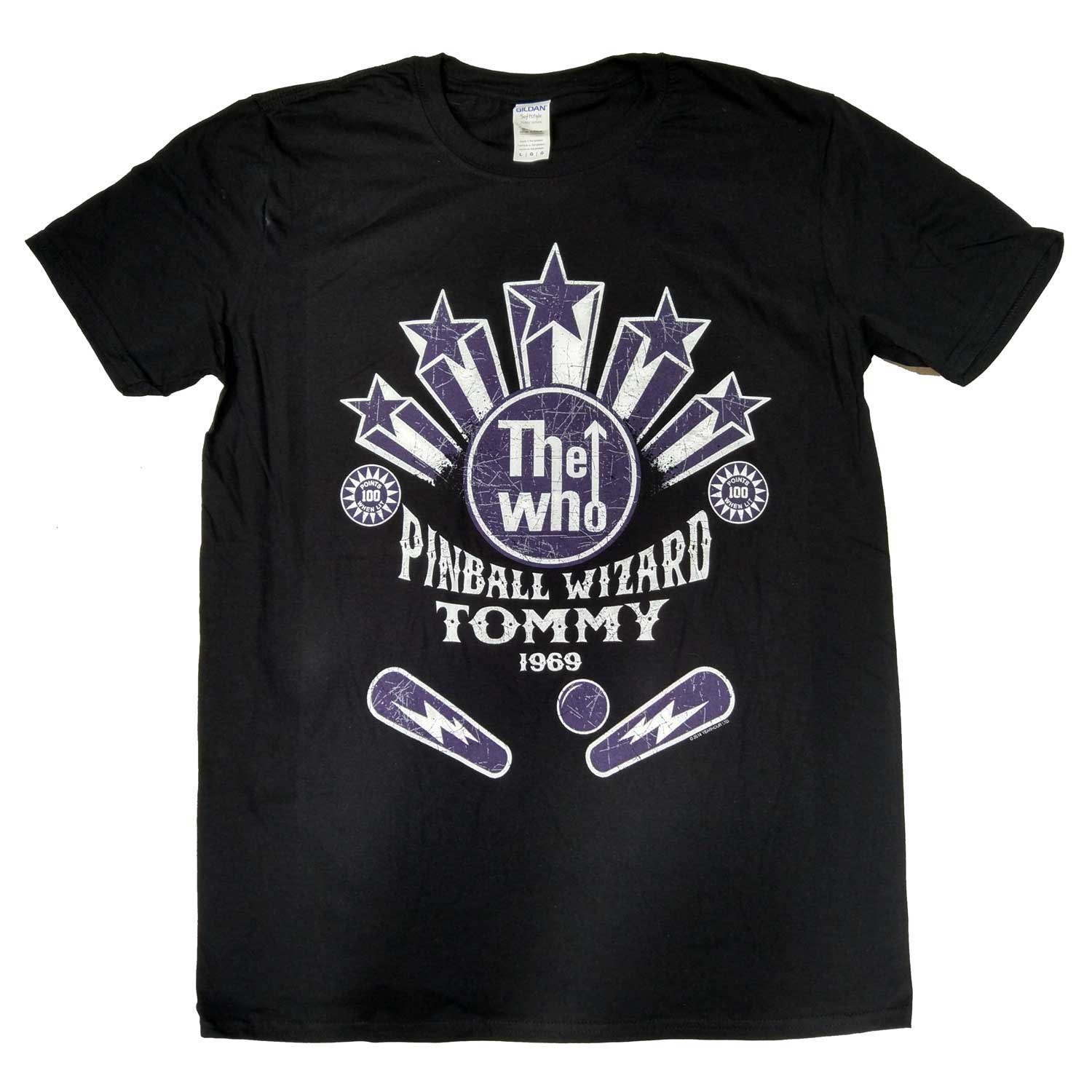 The Who T Shirt - Pinball Wizard Psychedelic Logo Black 100% Official