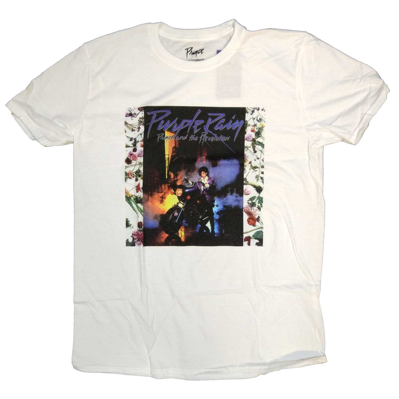 Prince T Shirt - Purple Rain Cover 100% Official White