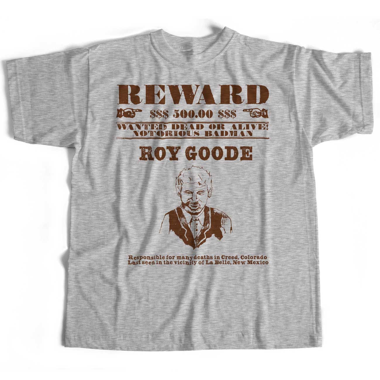 Inspired by Godless T Shirt - Roy Goode Wanted Poster An Old Skool Hooligans Cult TV Tee