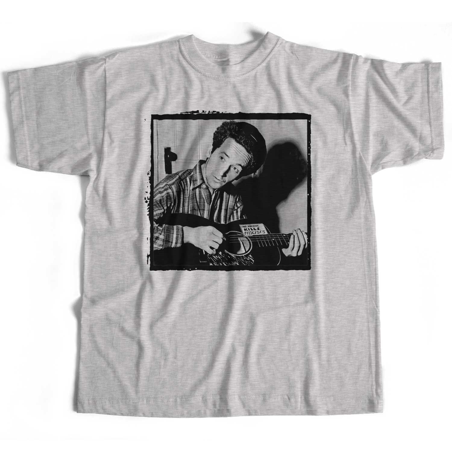 Woody Guthrie T Shirt - This Guitar Kills Facists Photo Portrait Light Version