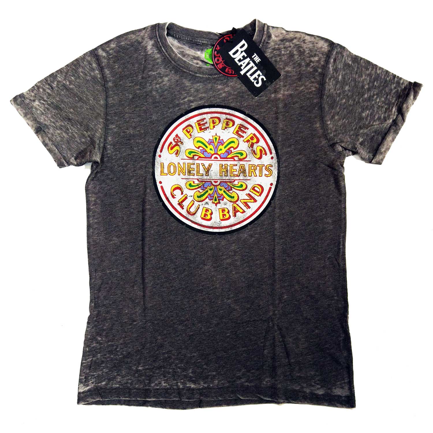 The Beatles T Shirt - Sgt Pepper Drum 100% Official Grey Mottled Tee