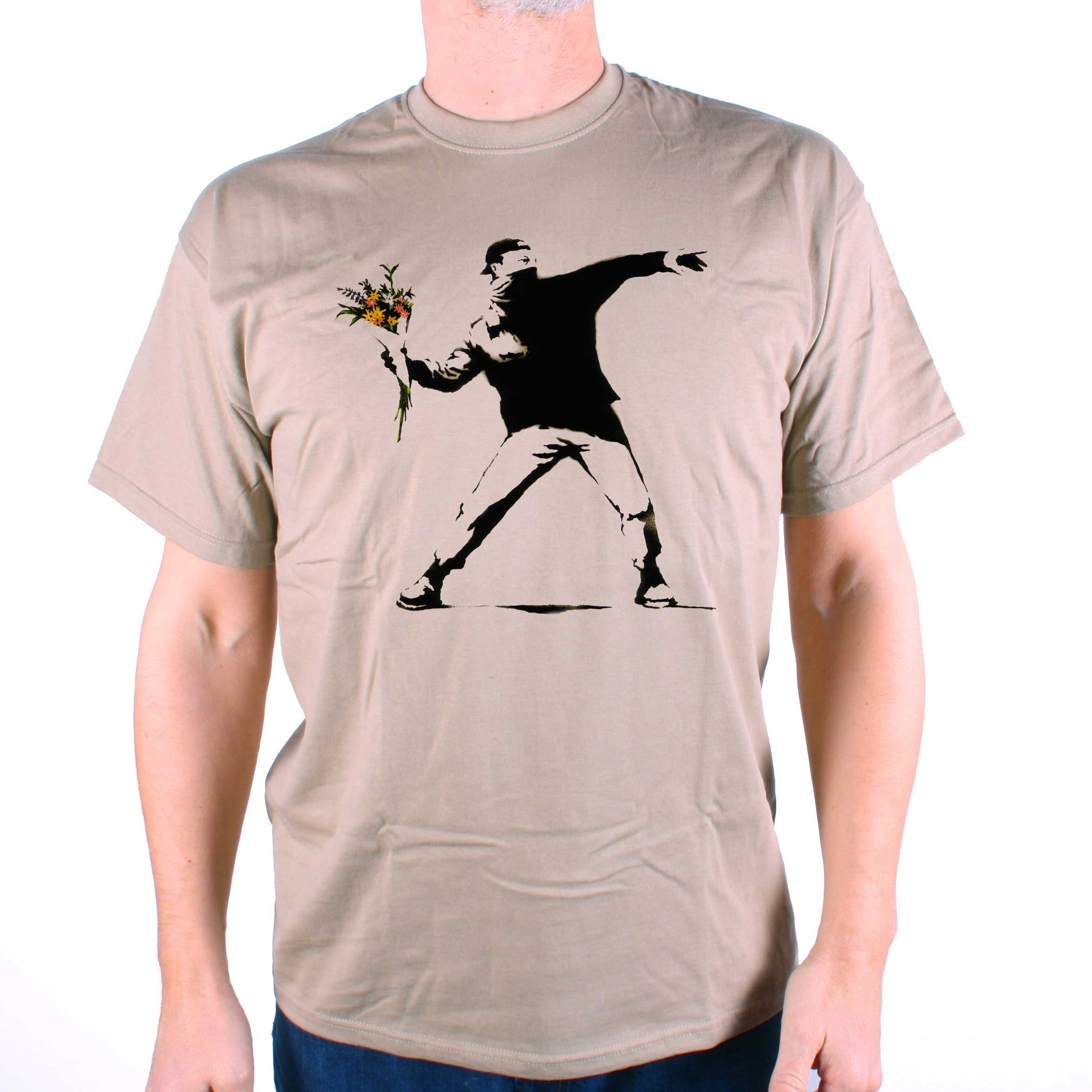 Myre shampoo bøf Banksy T Shirt - Riot Flowers | Banksy T Shirts from Old Skool Hooligans
