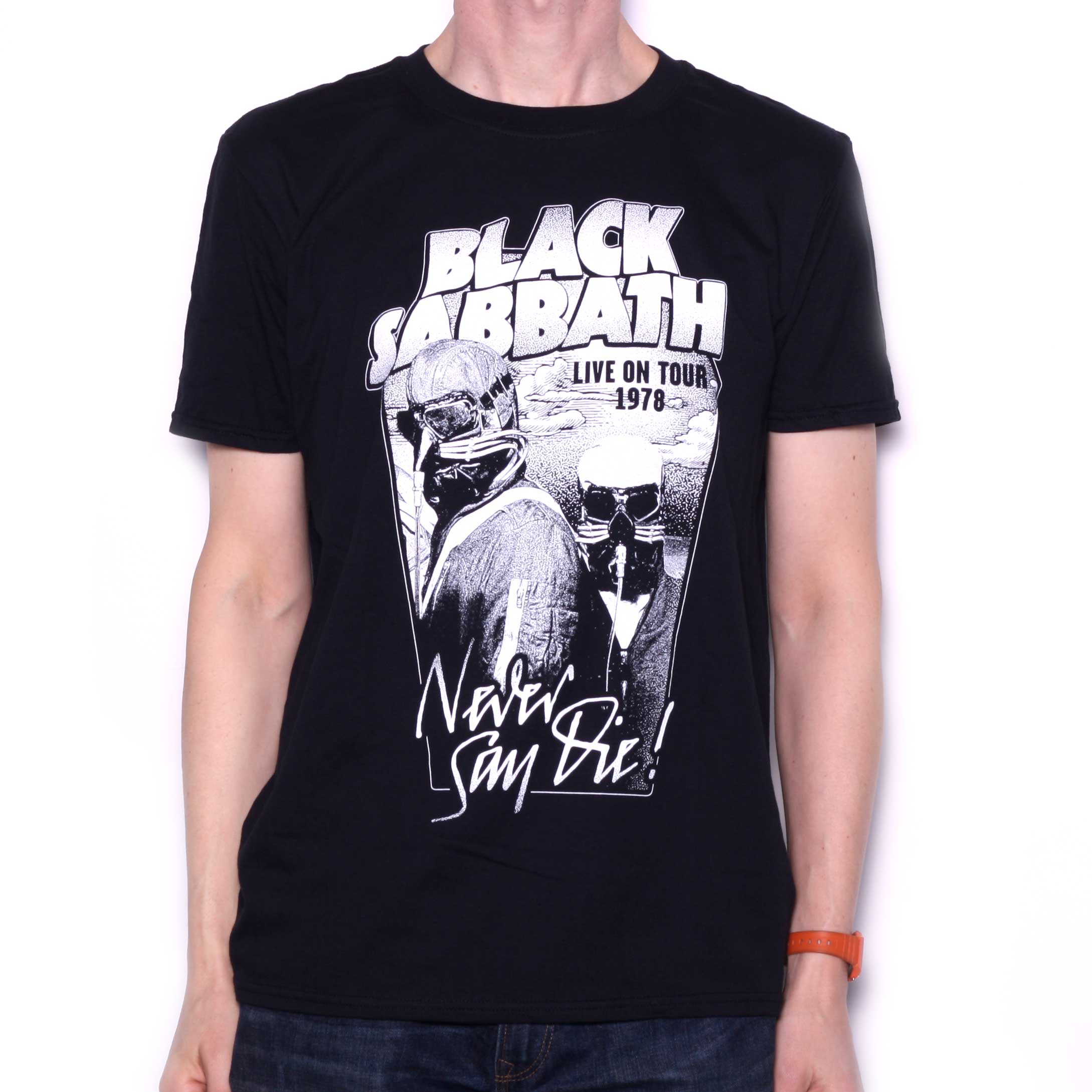 Black Sabbath T Shirt - Never Say Die USA Tour 78 Black & White 100% Official