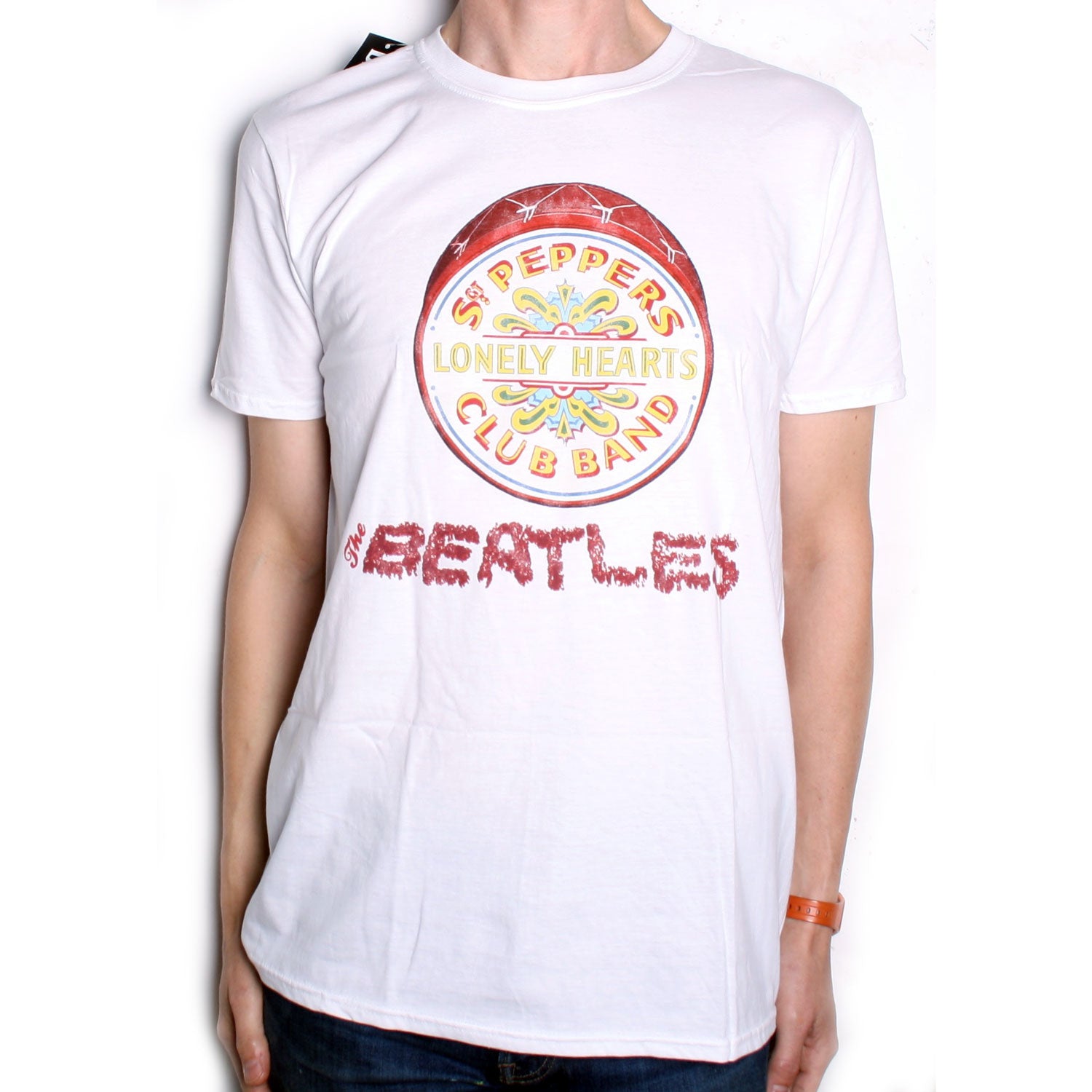 The Beatles T Shirt - Sgt Pepper Drum White 100% Official