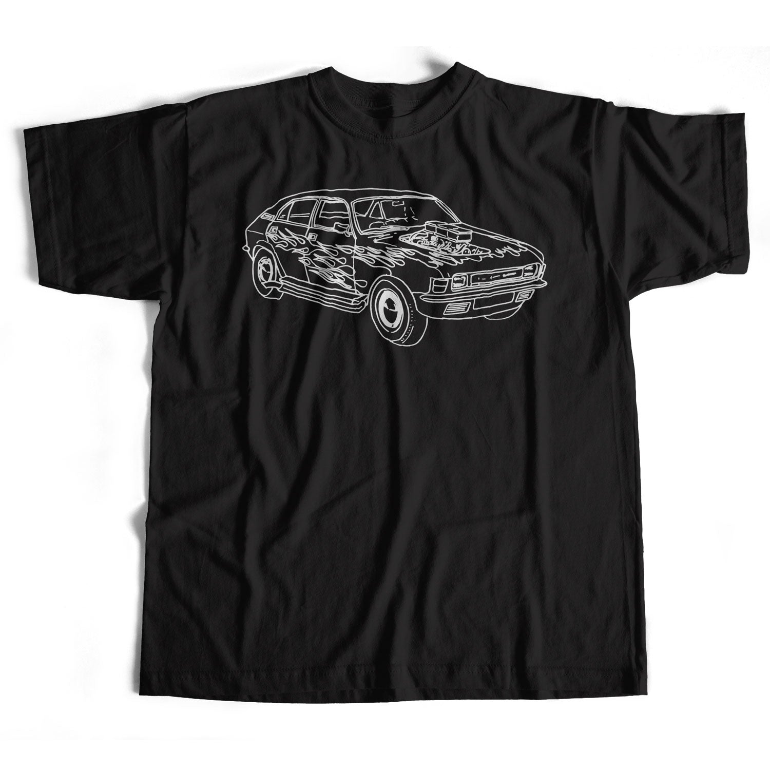 Old Skool Hooligans Austin Allegro T Shirt - Hot Rod Rat Rod Custom Car Sketch