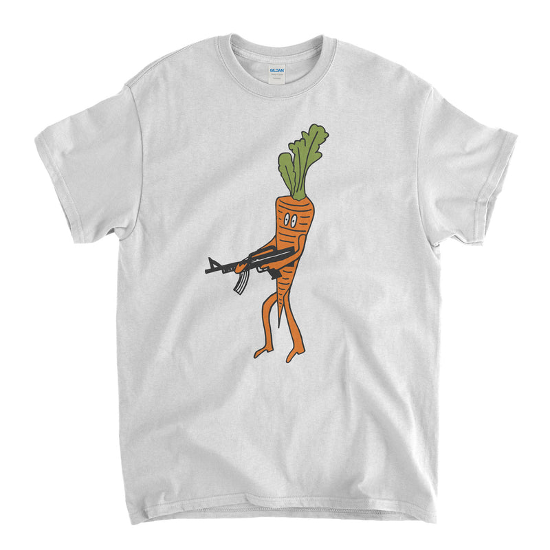 Old Skool Hooligans Carrot Shooting A Machine Gun Cartoon T Shirt