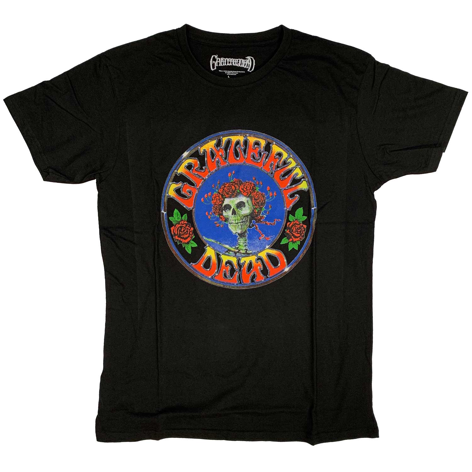 The Grateful Dead T Shirt - Skull and Roses Circle Black 100% Official