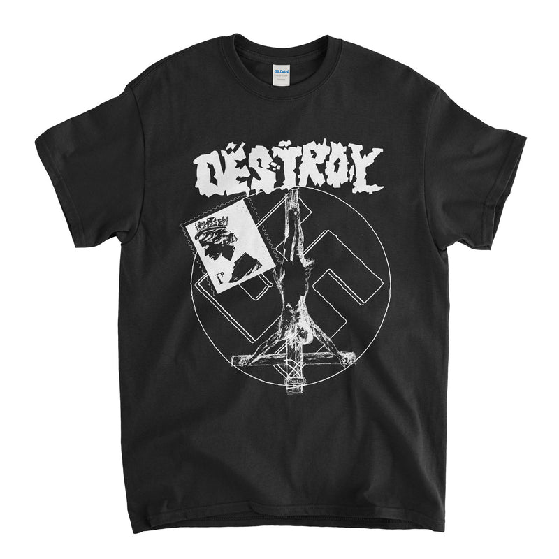 Classic Punk T Shirt - Destroy Black Mono Version