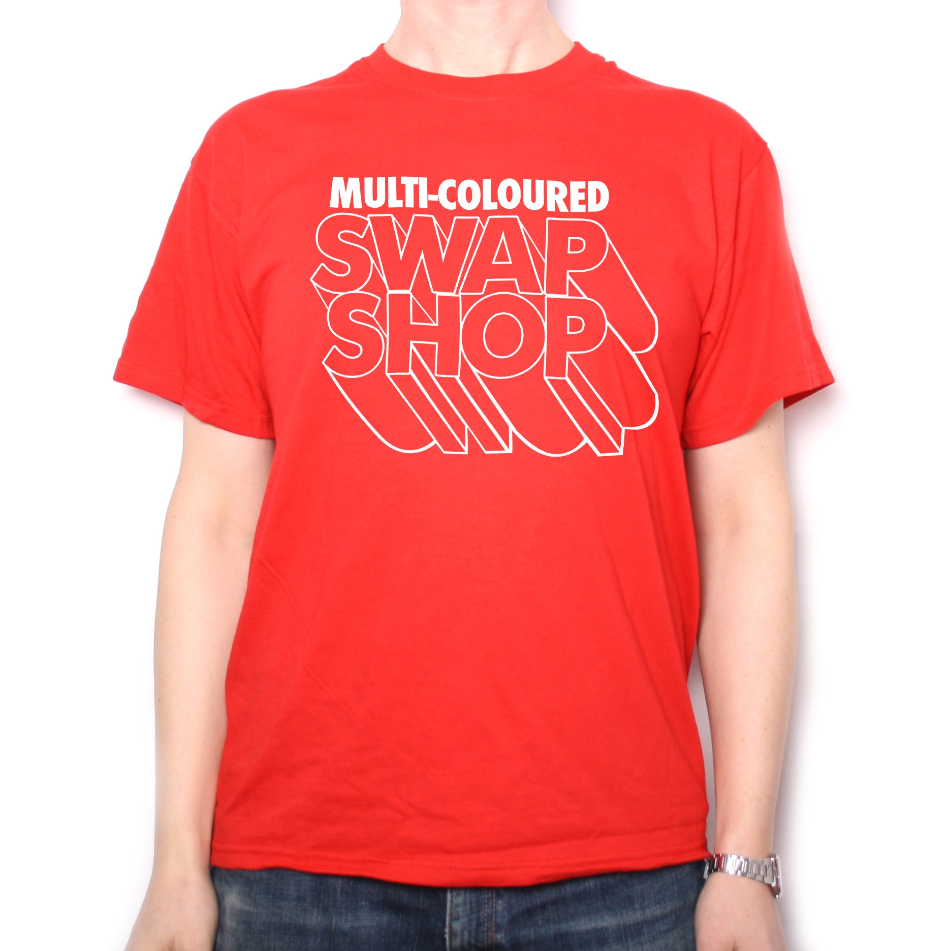Multi Coloured Swap Shop T Shirt | Kids TV T shirts from Old Skool ...