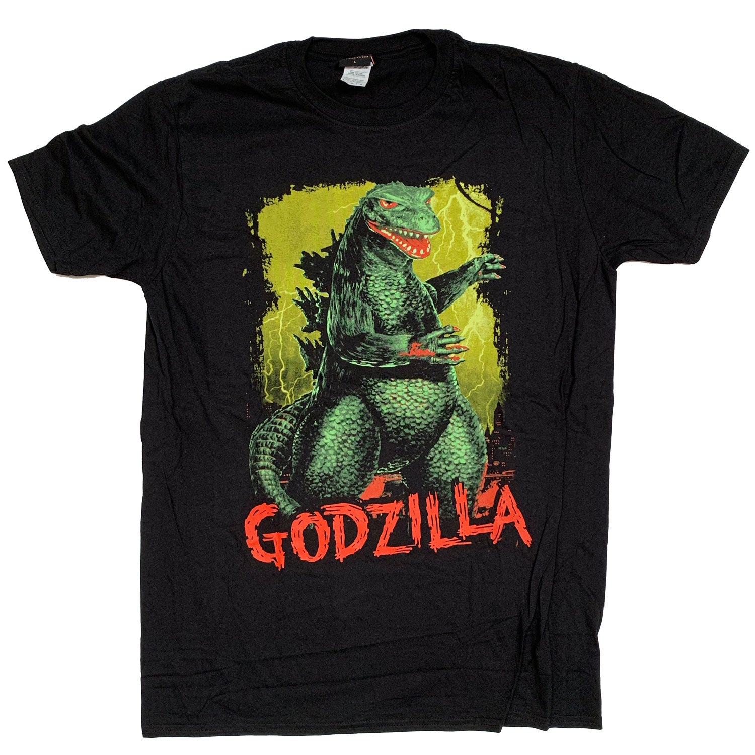Godzilla T Shirt - Red Text Green Godzilla Print 100% Official Classic Monster Movie