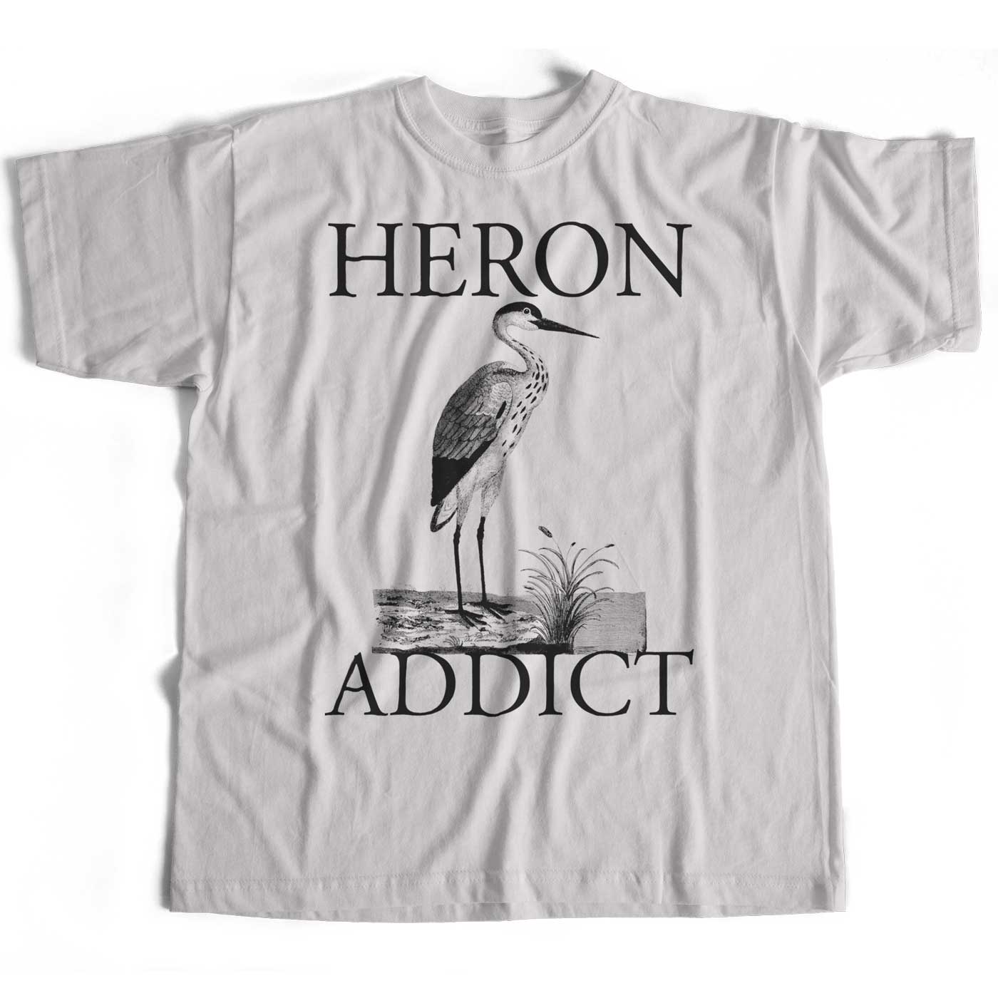Heron Addict T Shirt - An Old Skool Hooligans Birdwatching Ornithological Original