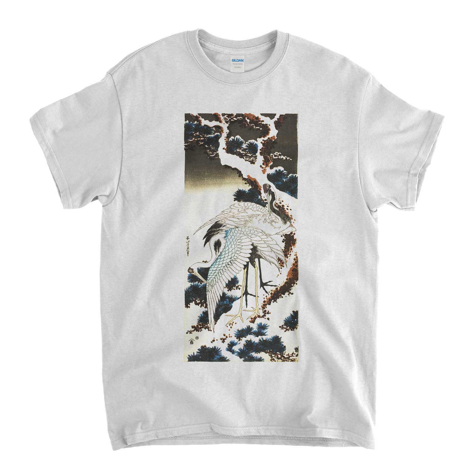 Hokusai T Shirt - Cranes On Snow Covered Pine Classic Japanese Art