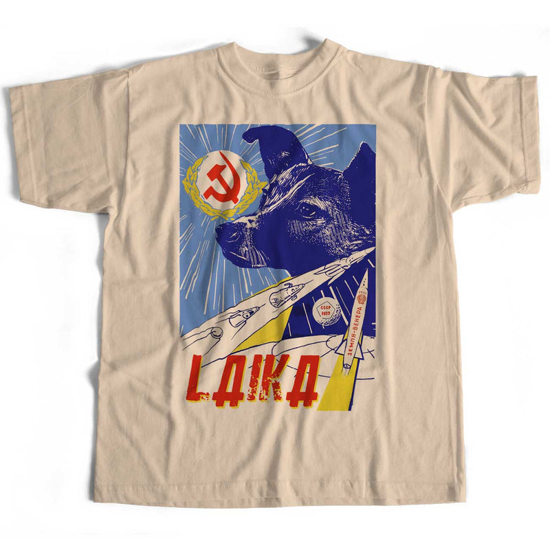Space T Shirt - Laika The Space Dog CCCP Russia Soviet Era Poster