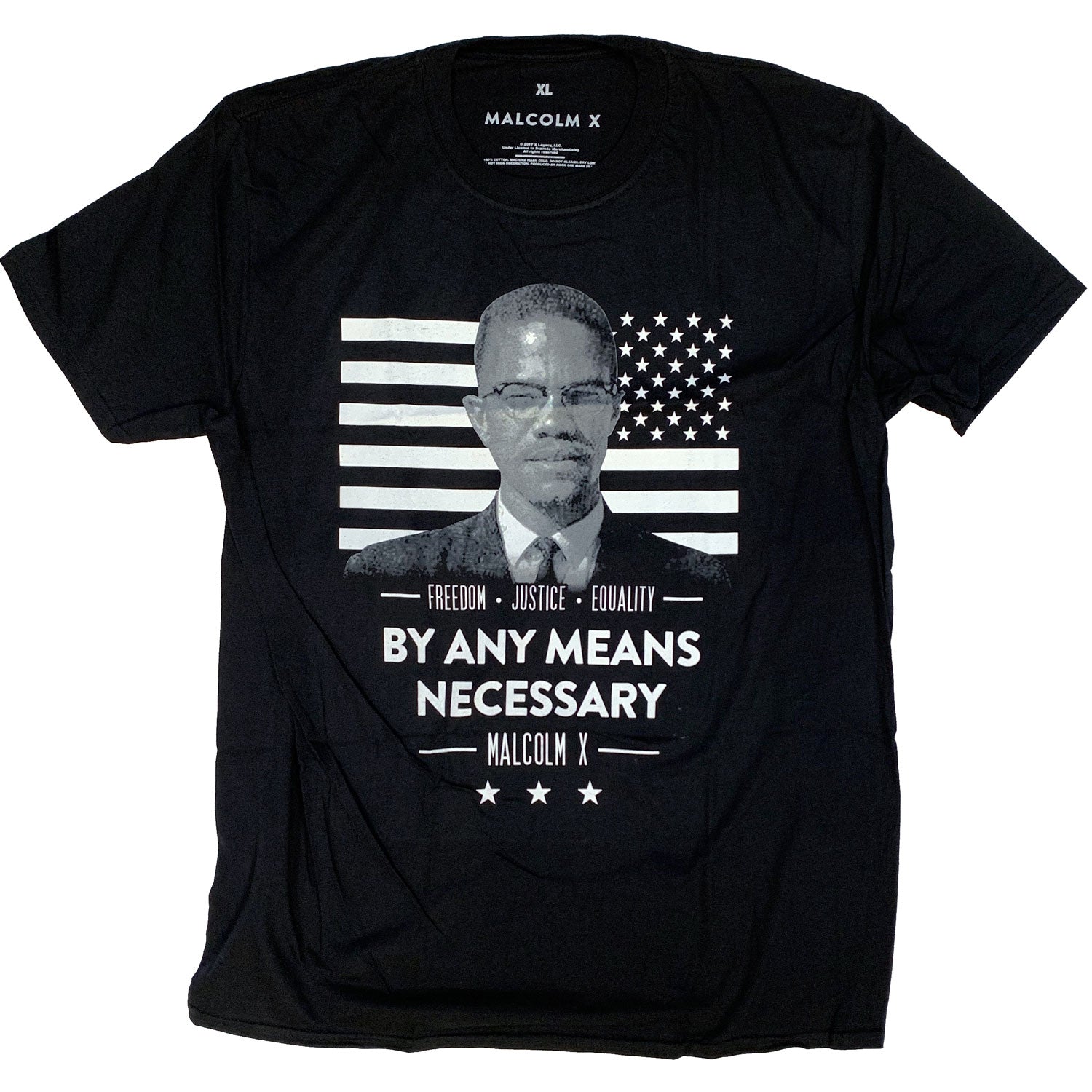 Malcolm X T shirt - By Any Means Necessary 100% Official