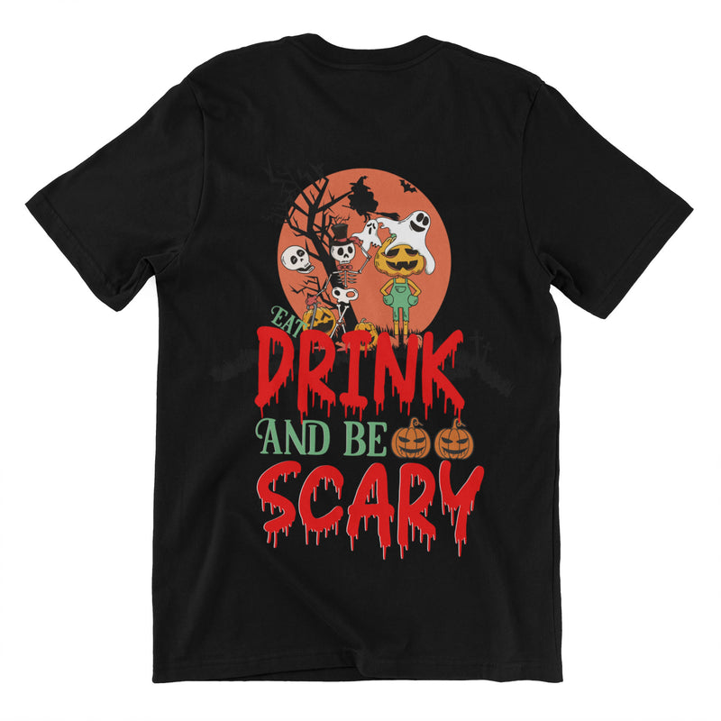 Eat Drink And Be Scary, Black Halloween T-Shirt
