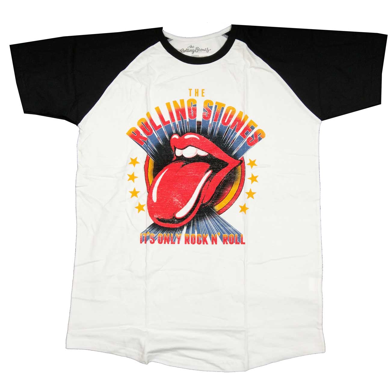 Rolling Stones T Shirt - It's Only Rock & Roll Retro Baseball Style 100% Officially Licensed