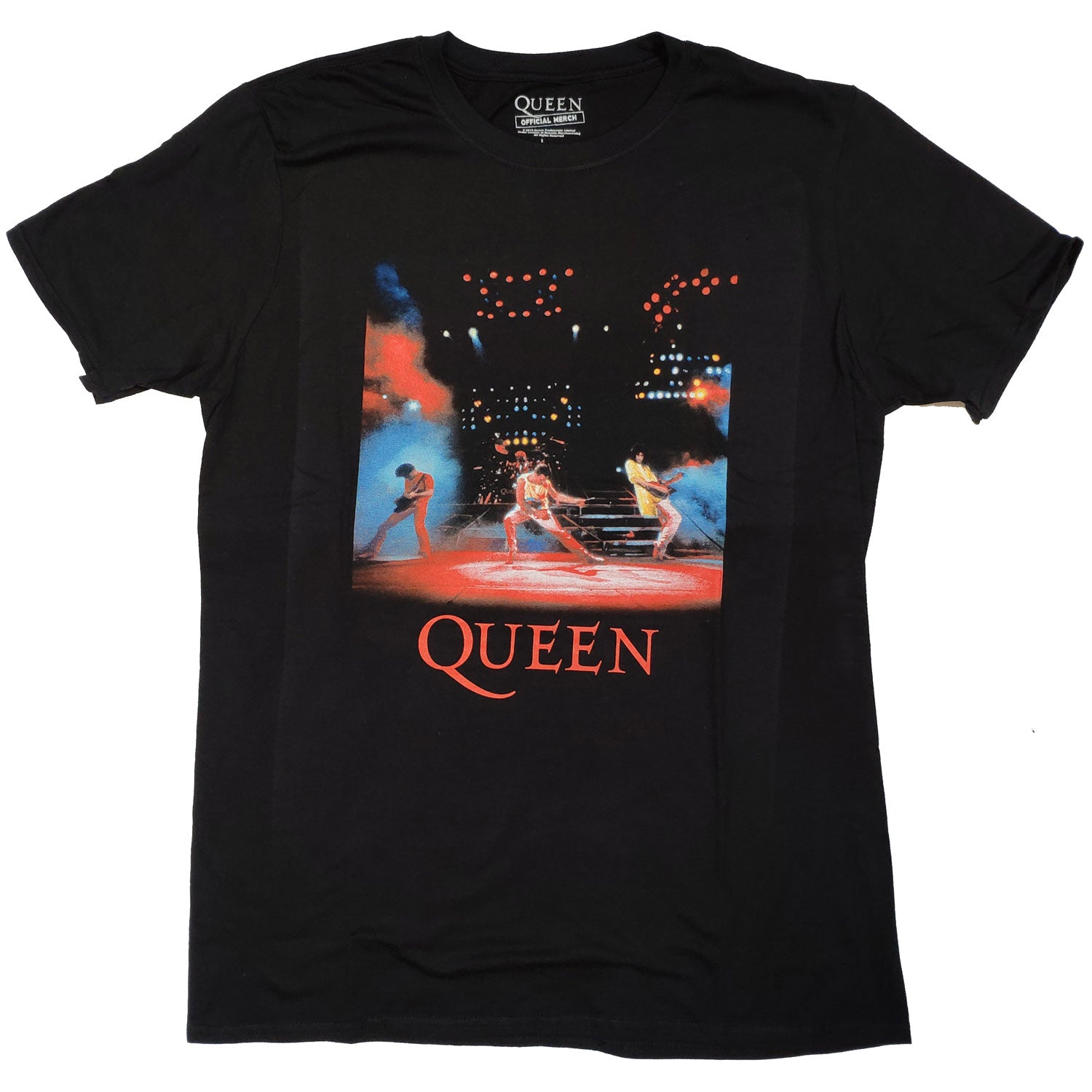 Queen T Shirt - Black On Stage Photo 80's 100% Official