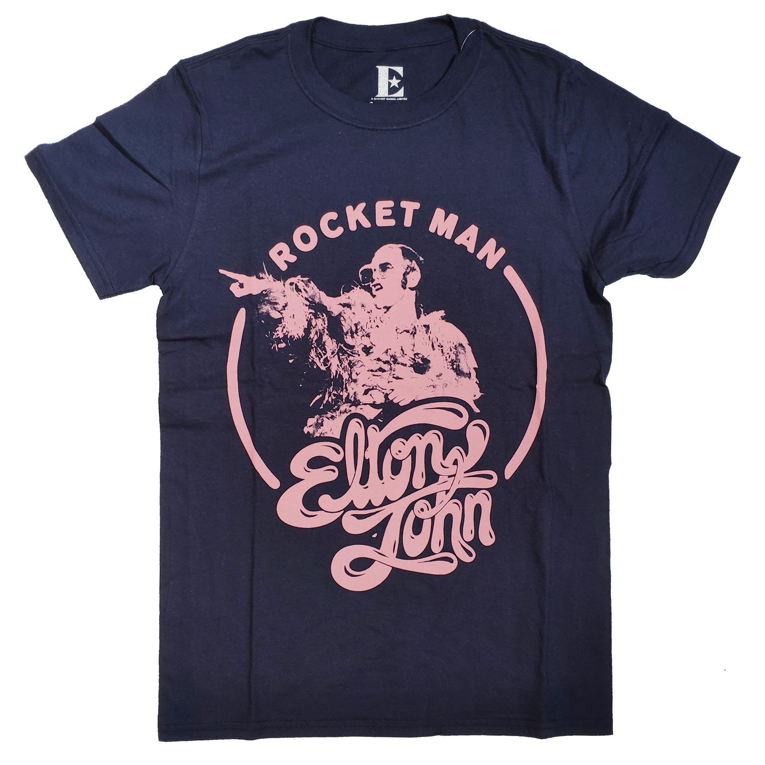 Elton John T Shirt - Rocketman Retro Circle Pink 100% Official