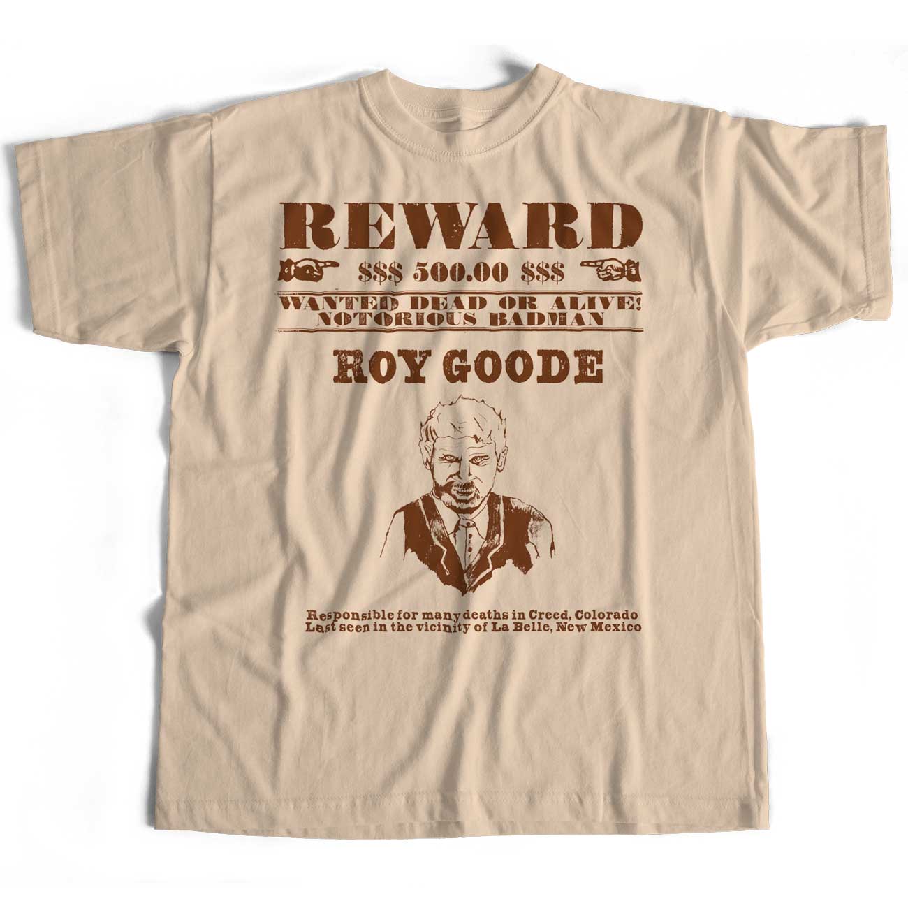 Inspired by Godless T Shirt - Roy Goode Wanted Poster An Old Skool Hooligans Cult TV Tee