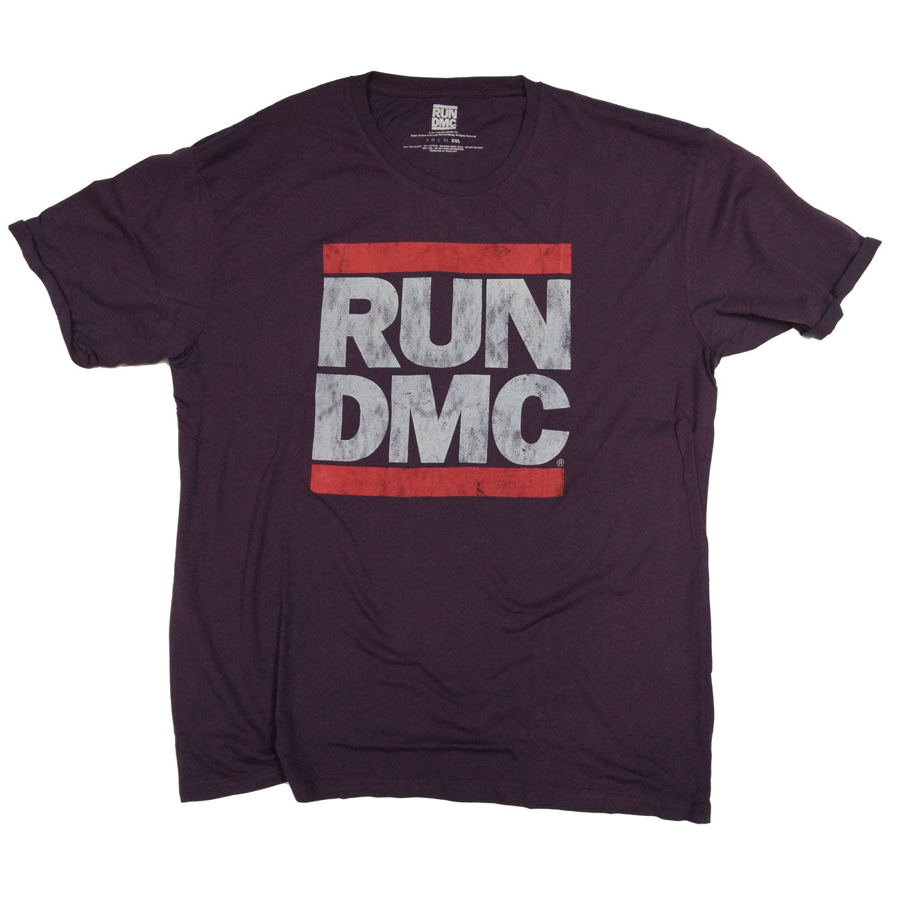 Run DMC T Shirt - Distressed Logo Purple 100% Official
