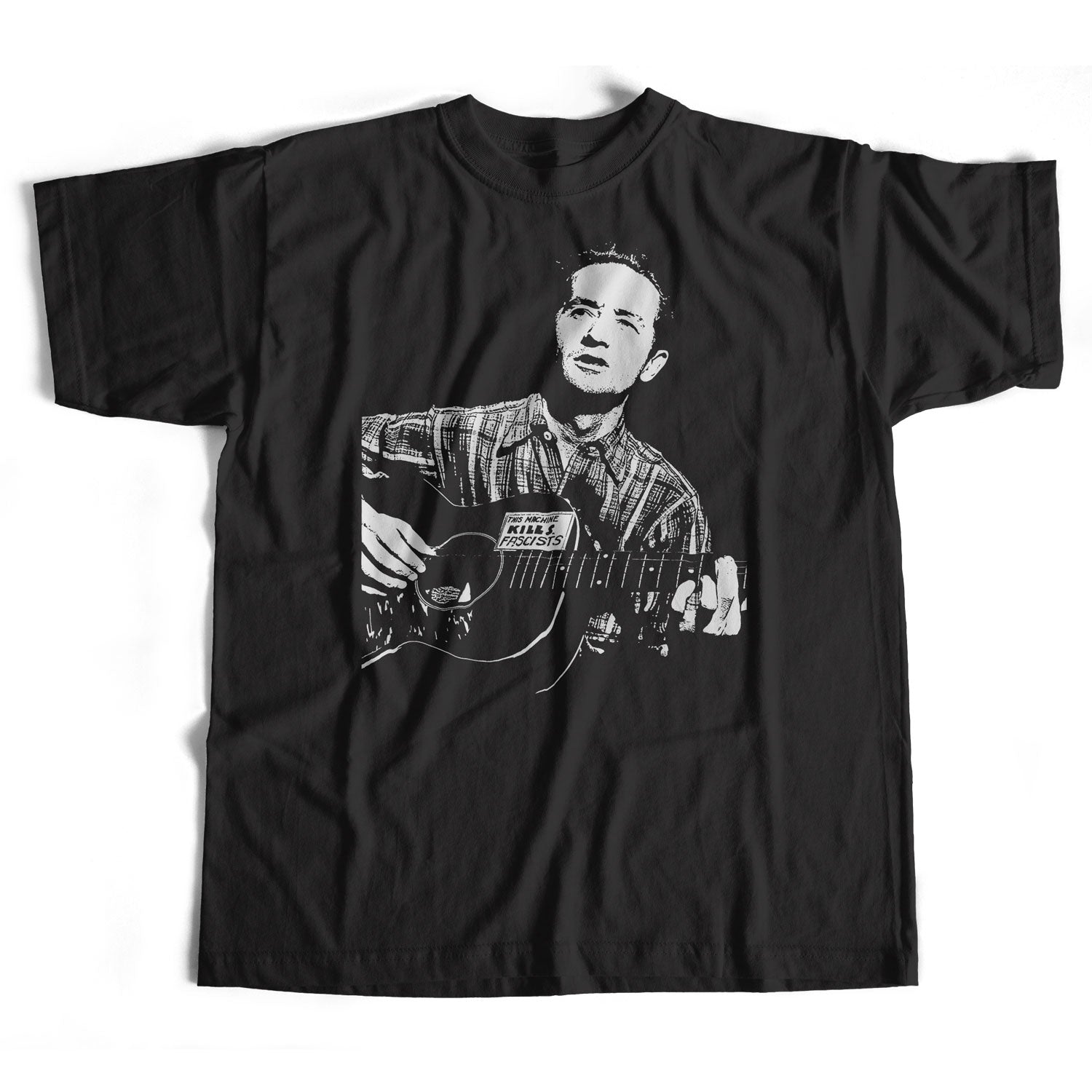 Old Skool Hooligans Woody Guthrie T Shirt - This Guitar Kills Facists Mono Portrait