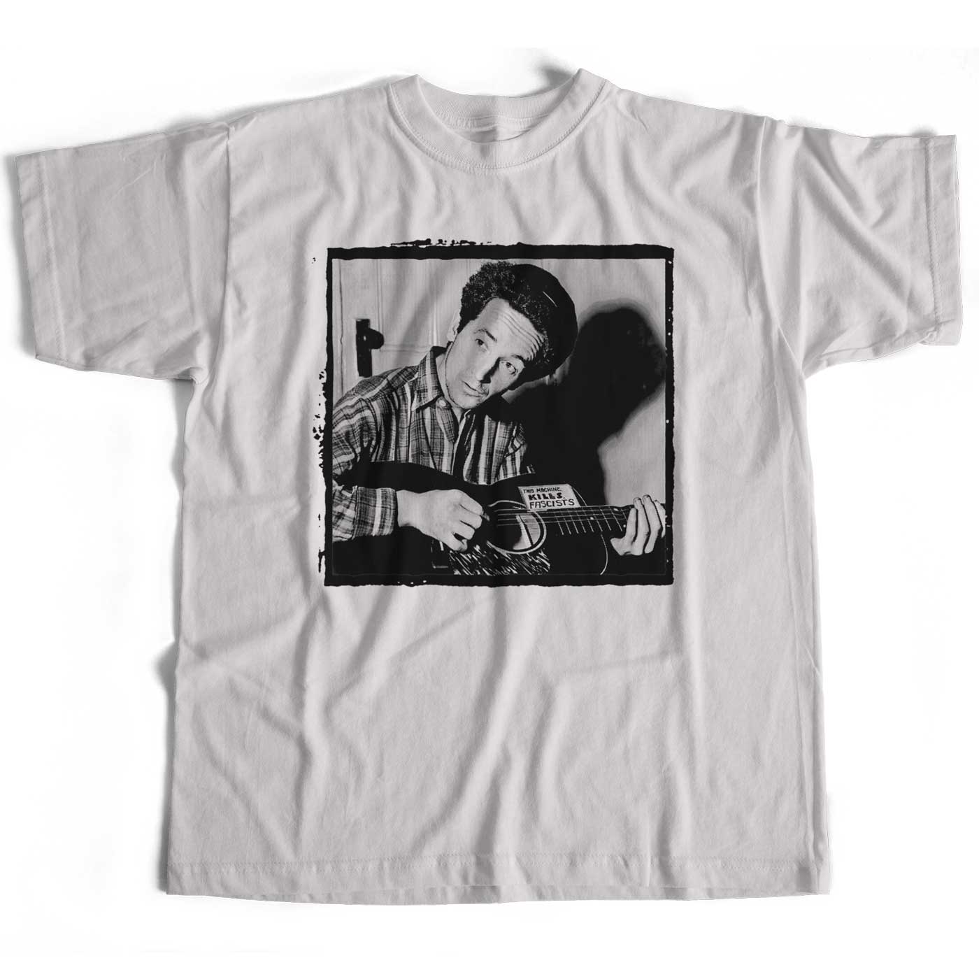 Woody Guthrie T Shirt - This Guitar Kills Facists Photo Portrait Light Version